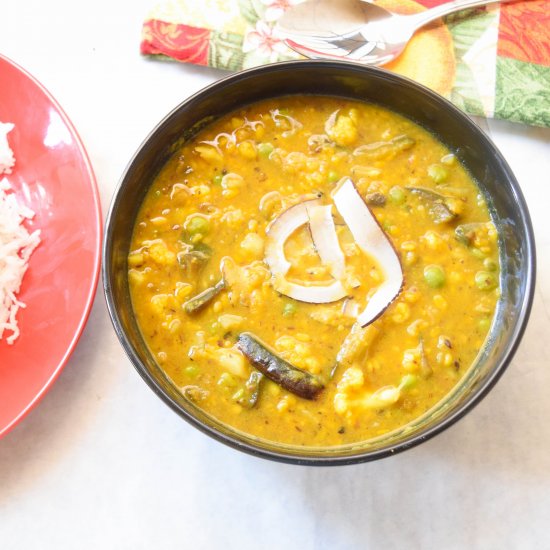 Bhaja Munger Dal with Sobji