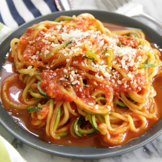 Roasted Red Pepper Zucchini Noodles