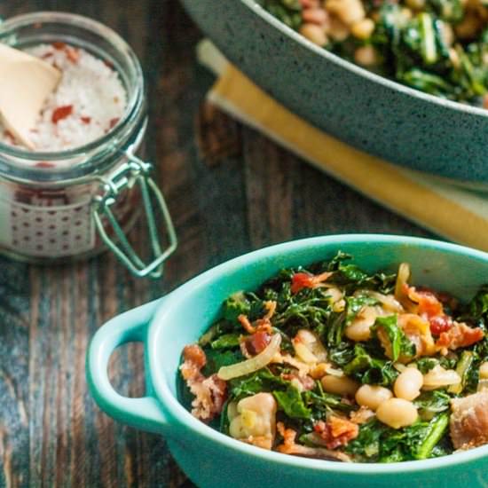 Easy Bacon Beans & Greens