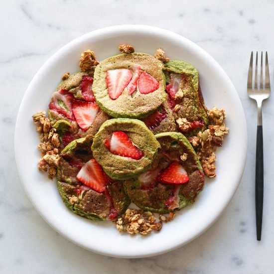 Strawberry & Spinach Pancakes