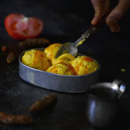 Turmeric Ice-Cream and Tomato Syrup