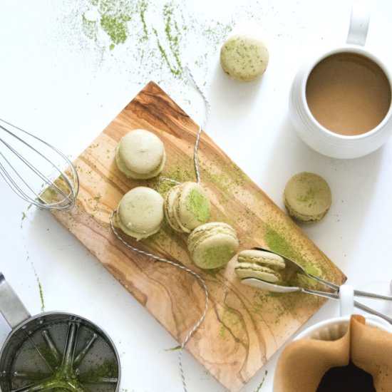 Matcha-Blackberry Macarons