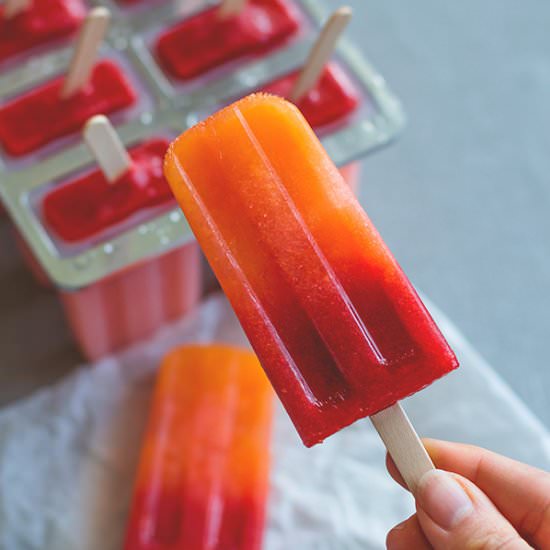 Orange Strawberry Sunrise Popsicles