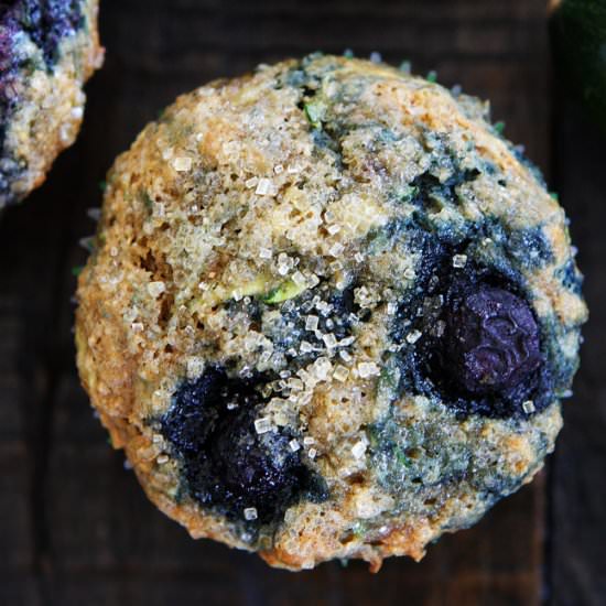 Zucchini Banana Blueberry Muffins