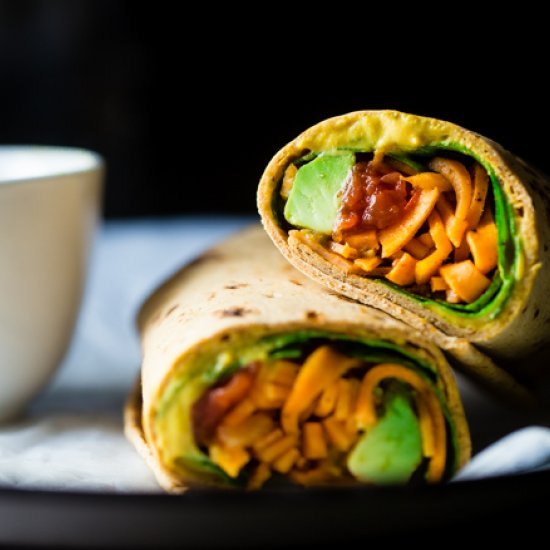 “Cheesy” Mexican Sweet Potato Wrap