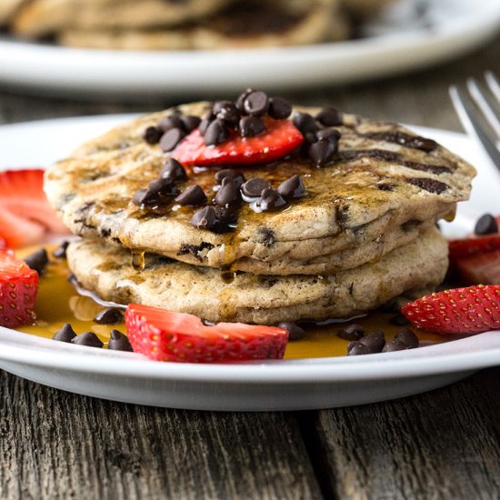 Fluffy Egg Free Choc Chip Pancakes