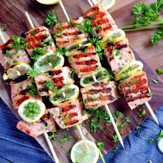 Grilled Dijon Salmon Skewers