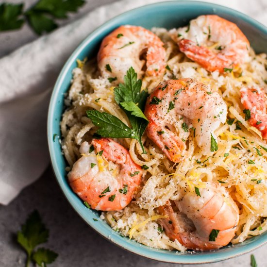 Creamy Lemon Shrimp Spaghetti