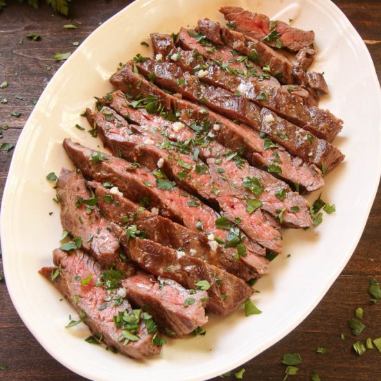 Skirt Steak with Garlic Butter