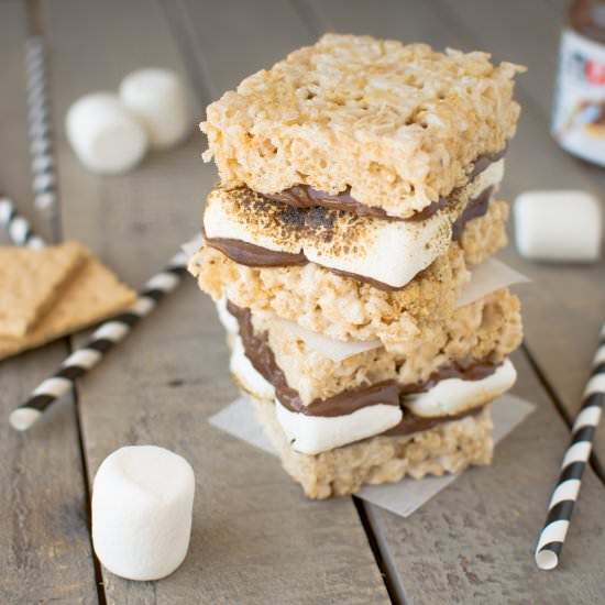 Nutella Stuffed Rice Krispy S’mores