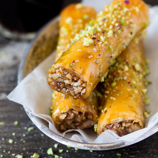 Vegan baklava cigars