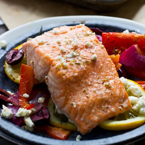 One Pan Greek Salmon