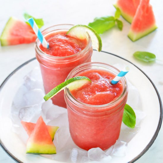 Watermelon Strawberry Basil Slushy