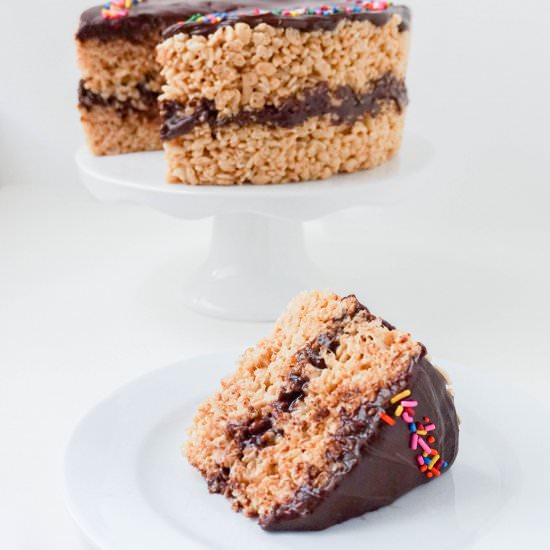 Peanut Butter Rice Krispie Cake