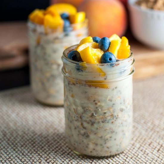 Peach and Blueberry Overnight Oats