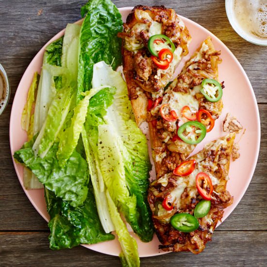 Spicy Pork French Bread Pizza