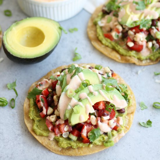 Smashed Avocado Black Bean Tostadas