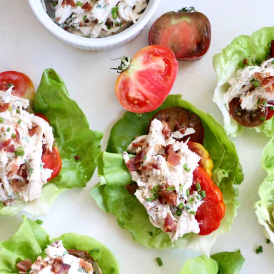 BLT Chicken Salad Lettuce Wraps