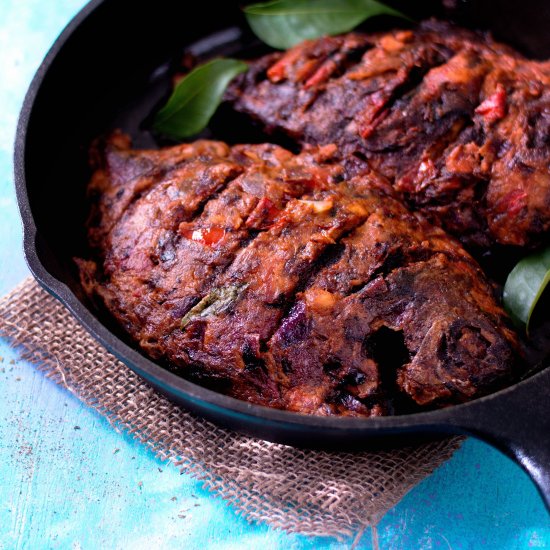 Meen pollichathu/Roasted and baked