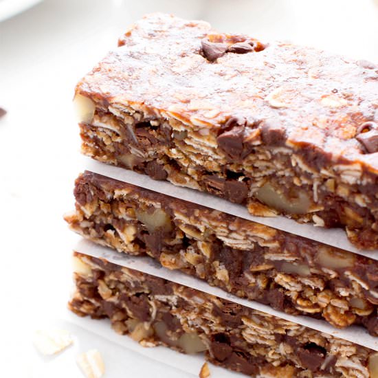 No Bake Double Chocolate Granola Bars