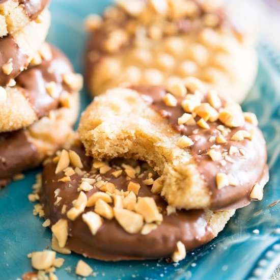 Chocolate Dipped Peanut Butter Cookies