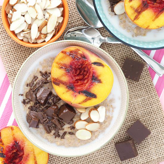 Grilled Peach Chocolate Chunk Oats