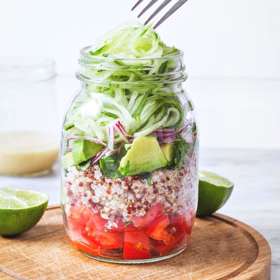 Quinoa Cucumber Mason Jar Salad