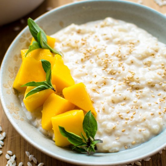 Coconut Rice Pudding with Mango