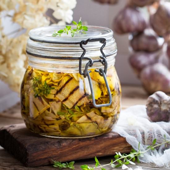 Grilled Courgette in Olive Oil