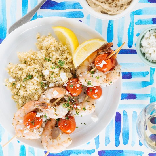 Shrimp & Tomato Skewers with Quinoa