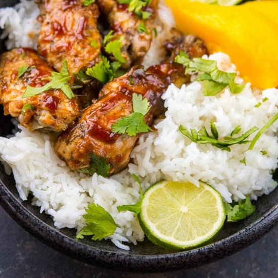 Slow Cooker Mango BBQ Chicken Bowls