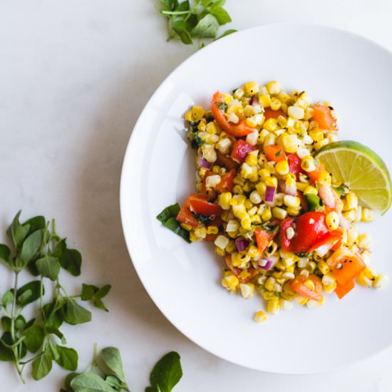 Grilled Corn + Bell Pepper Salad