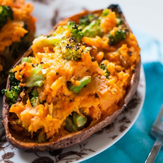 Cheesy Broccoli Twice Baked Potato