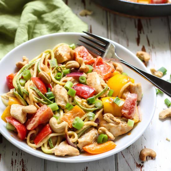 Chicken Cashew Zucchini Noodles