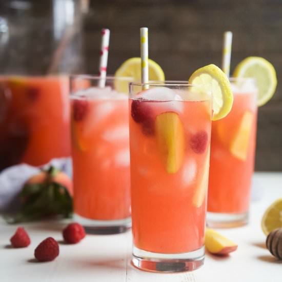 Homemade Raspberry Peach Lemonade