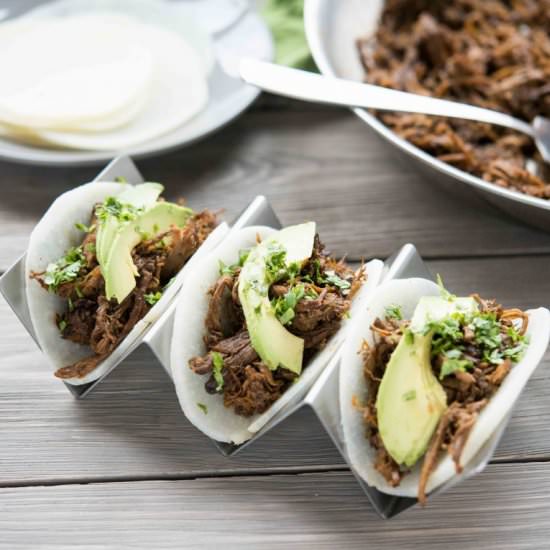 Slow Cooker Barbacoa w/ Jicama Tortilla