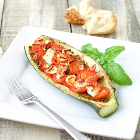 Stuffed Zucchini Boats with Sauage