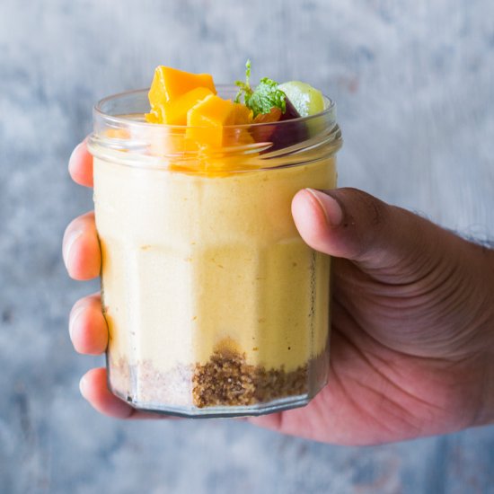 No Bake Mango Cheesecake Mousse Jar