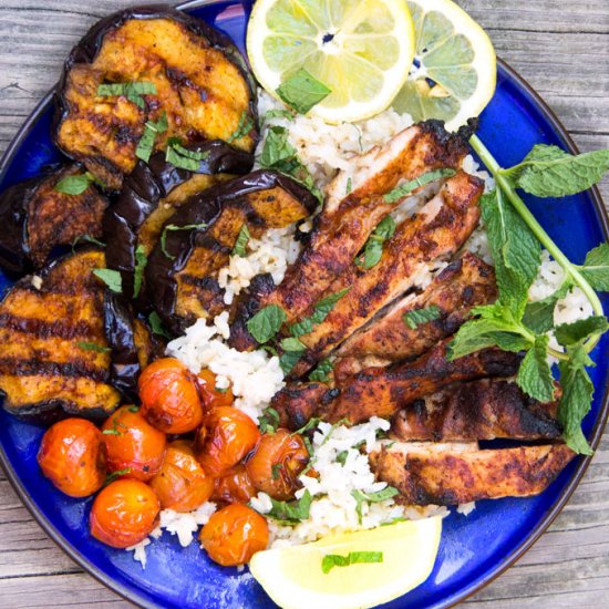 Grilled Harissa Chicken Rice Bowl