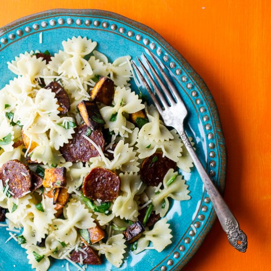 Sweet Potato and Chorizo Pasta