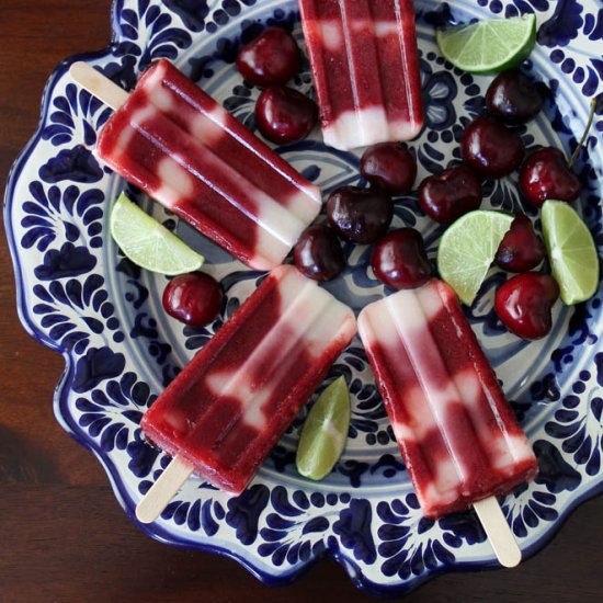 Cherry Lime Yogurt Paletas