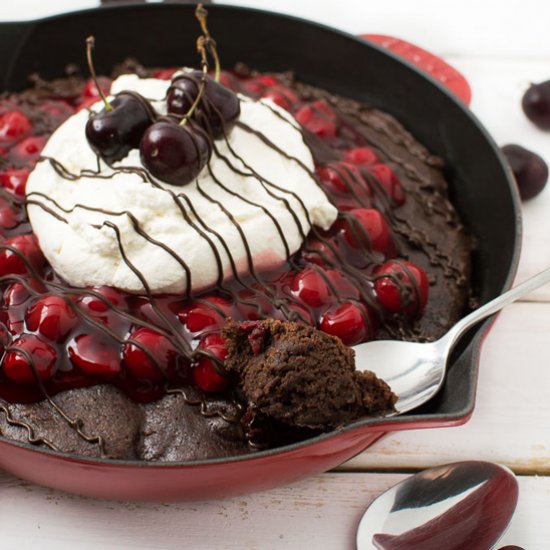 Black Forest Skillet Brownie Cake