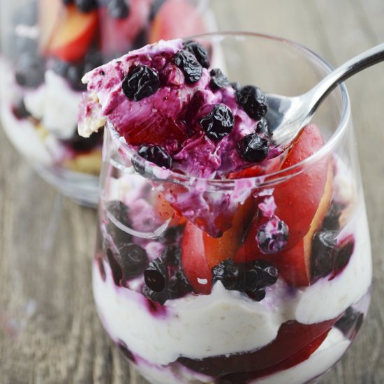 Blueberry & plum breakfast parfait