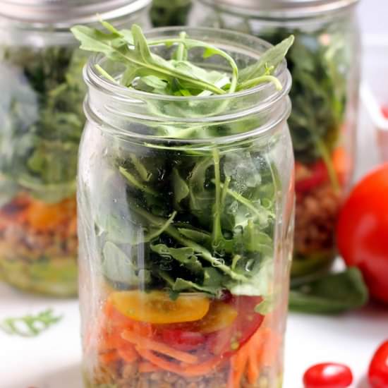 White Bean Basil Mason Jar Salad