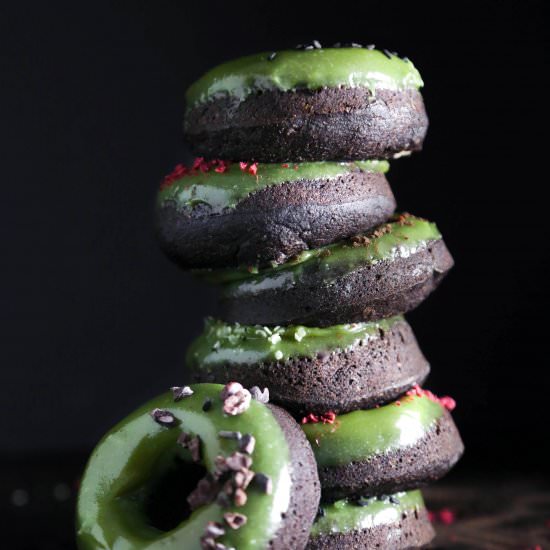 Chocolate Doughnuts & Matcha Glaze