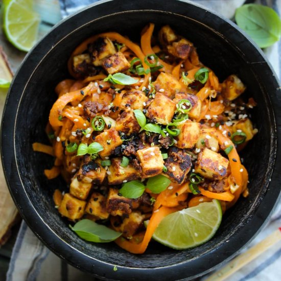 Sesame Tofu Sweet Potato Noodles