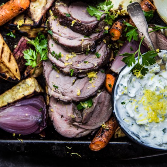 Spit-Roast Lamb with Paleo Tzaziki