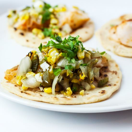 fish tacos with late-summer salsa