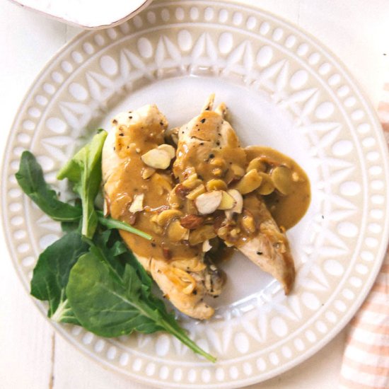 seared chicken with toasted almonds