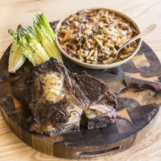 BBQ T-bone steak w/ devilled butter